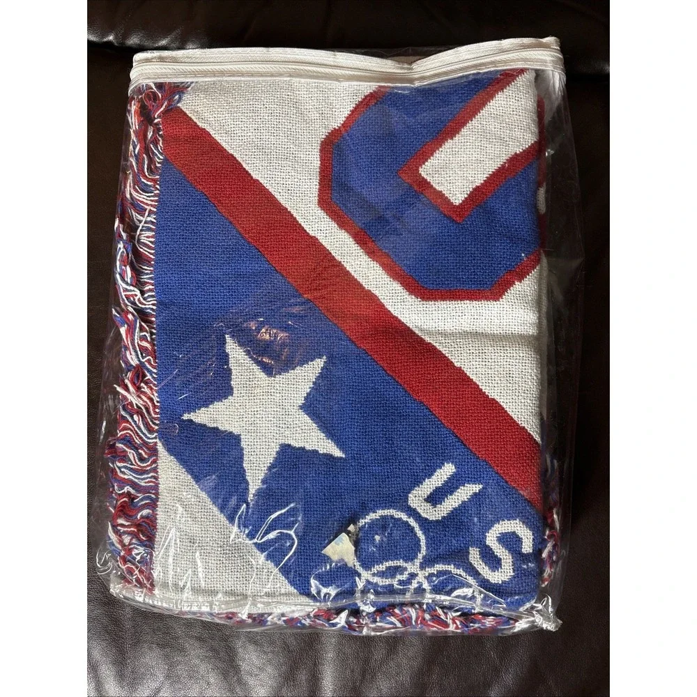 NOS Vintage USA Olympic Team 100% Cotton Throw Stars & Stripes
